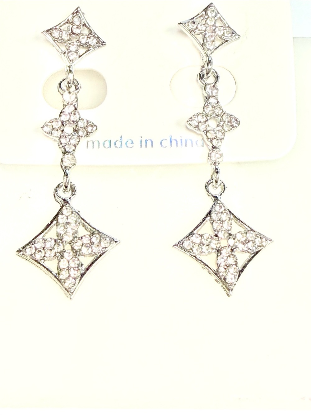 Sparkling Silver Crystal Drop Earrings - Elegant Dangle Style